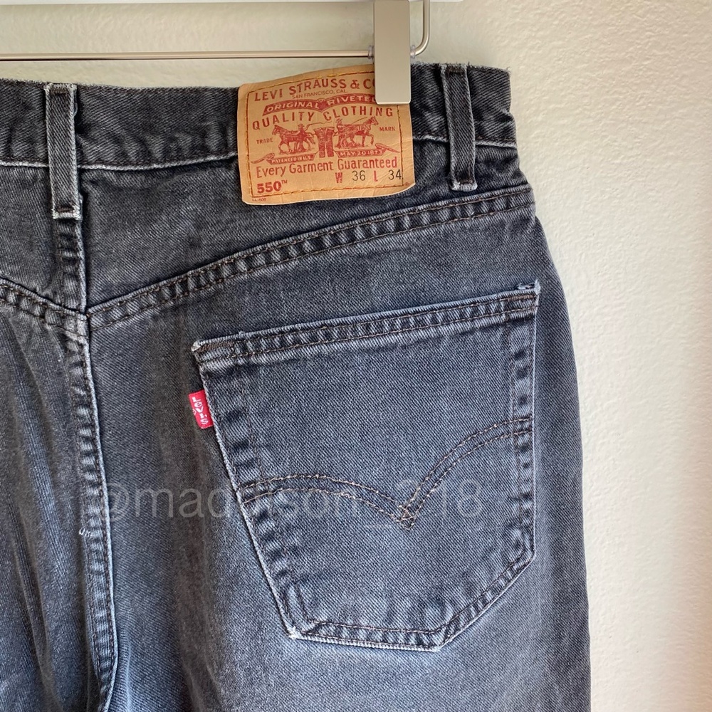 Levi’s Vintage 550 Relaxed Fit Black Denim High Waisted Straight Leg Rigid
